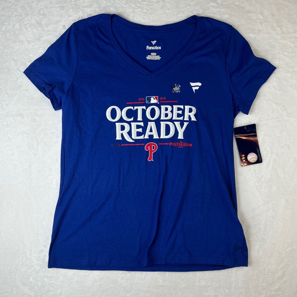 NWT MLB Philadelphia Phillies 2024 Postseason October Ready V-Neck Shirt M